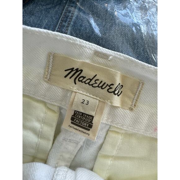 Madewell Harlow White Denim Mom High Rise Pleated Shorts Cotton Women Sz 23 NWT - Picture 3 of 10